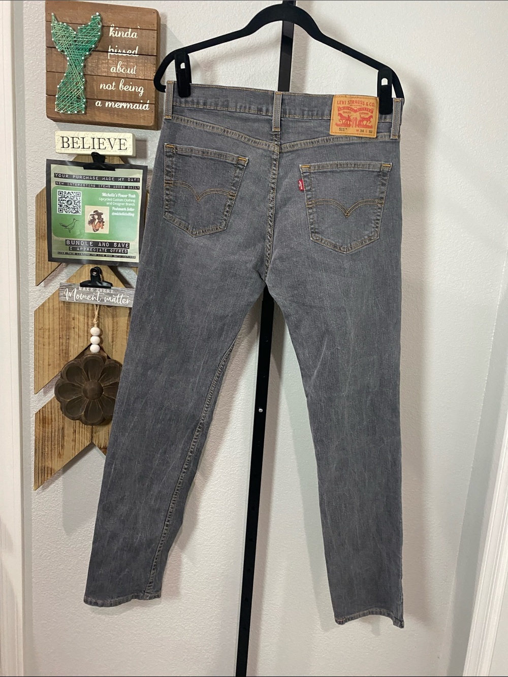 Levi's 511 Gray Slim Straight Jeans with Red Tab 16W 10R 30L
